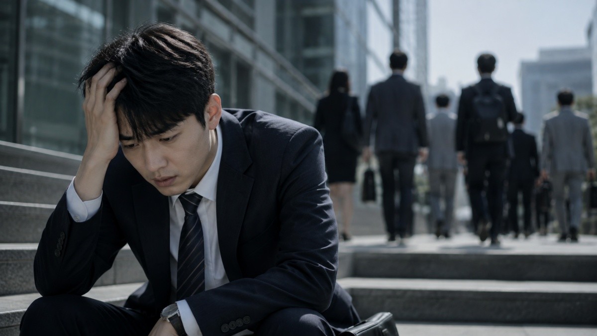 취업난으로 어려움을 겪고 있는 청년을 표현한 자료사진. AI툴을 바탕으로 생성됐습니다.