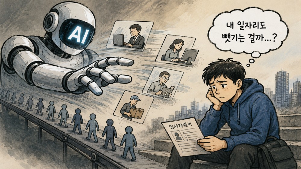 AI툴을 바탕으로 생성한 일러스트 이미지. AI에 대한 일자리 위협 우려가 나타나고 있다.
