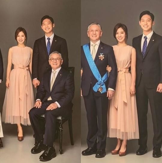함영준 오뚜기 회장과 딸 함연지, 사위 김재우 씨 / 함연지 인스타그램