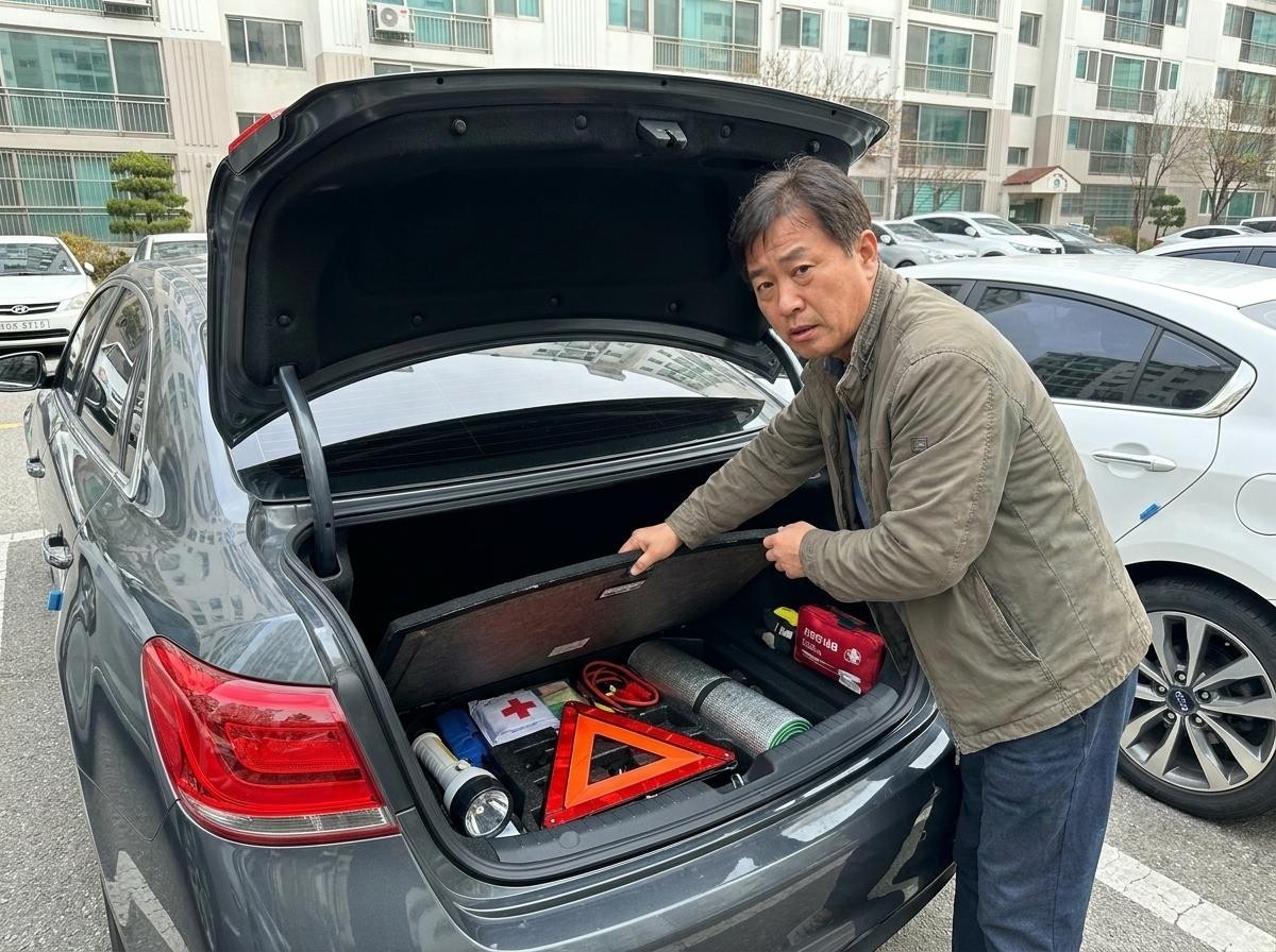 안전삼각대 유무 확인하기. 기사 내용 토대로 AI툴 활용해 제작한 자료사진.