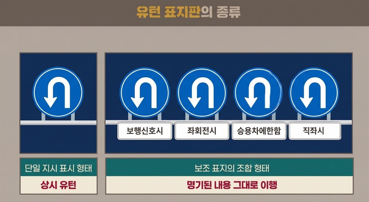 유턴 표지판 종류. 기사 내용 토대로 AI툴 활용해 제작한 자료사진.