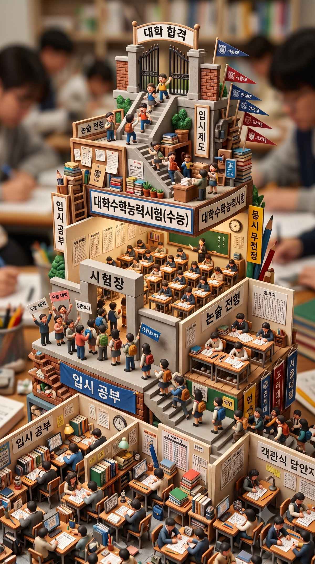 한국의 현행 대학 입시 제도. 사 내용 토대로 AI툴 활용해 제작한 자료사진.