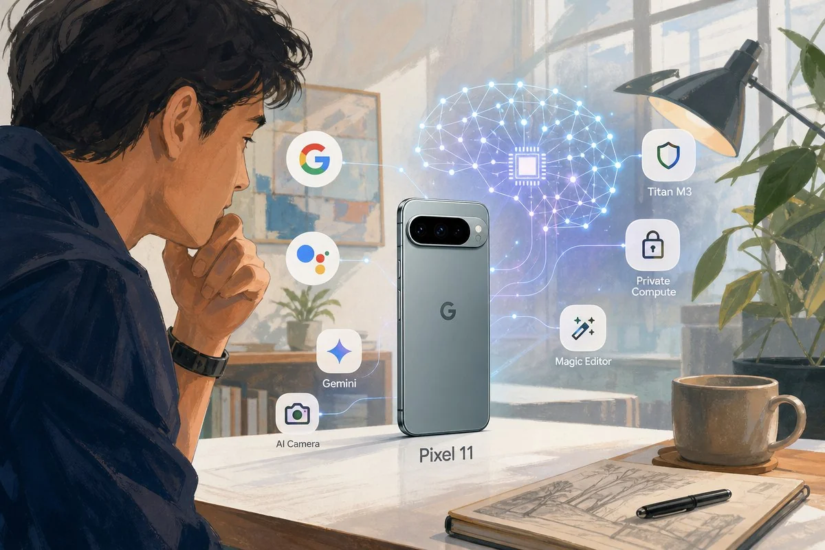 구글 픽셀11 프로 “덜 쓰게 돕는다”던 AI 비서, 날짜·시간 없으면 반응 안해 / AI 생성 일러스트(삽화)
