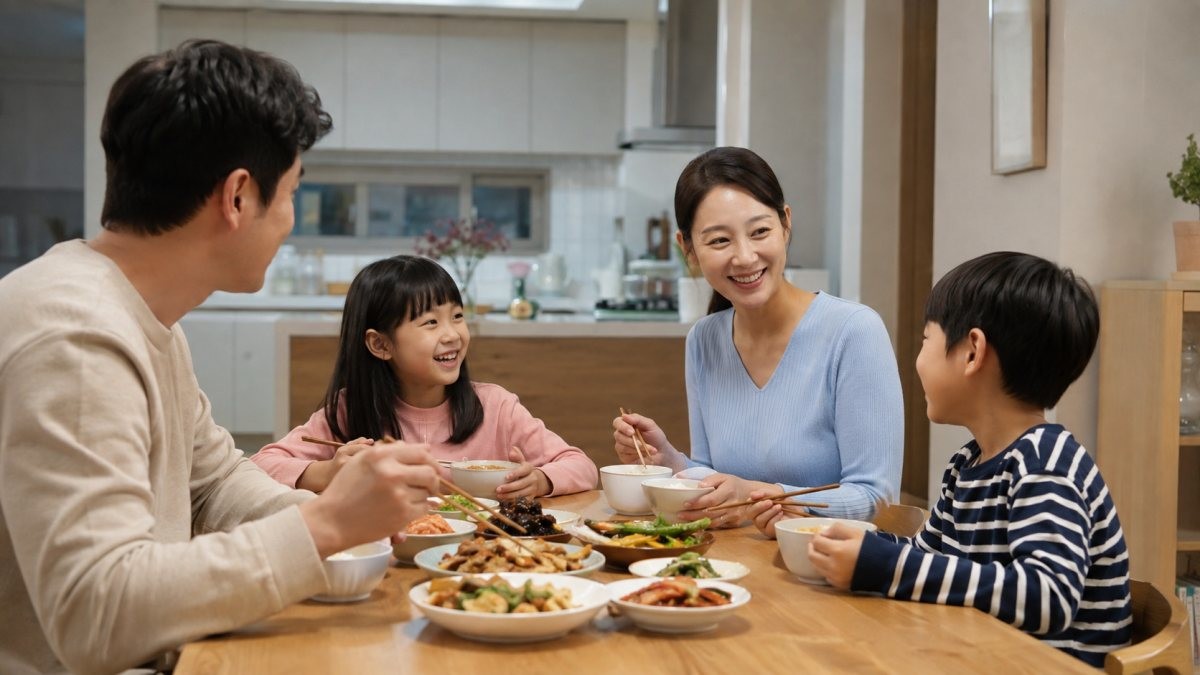 외식을 줄이고 집에서 식사하는 가족들. 기사의 이해를 돕기 위해 AI툴로 생성한 자료사진.