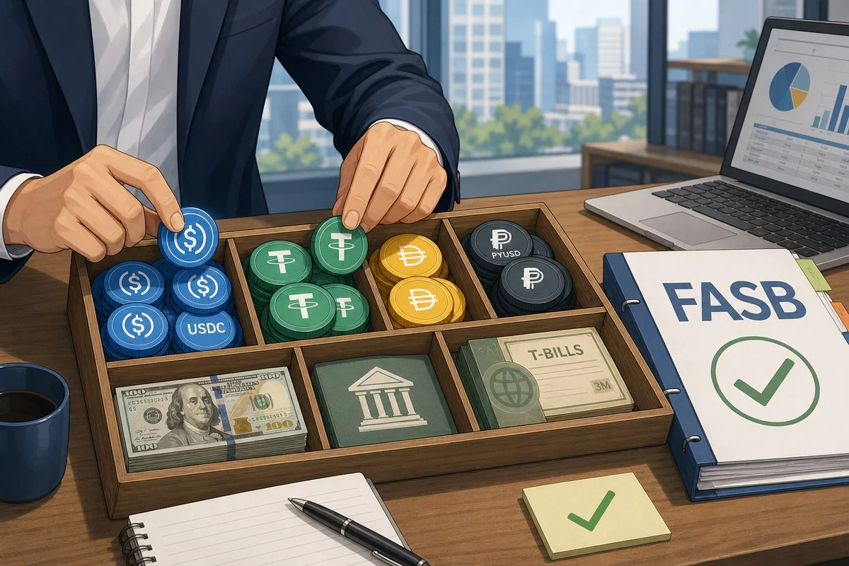 FASB, 스테이블코인 현금성자산 인정 추진…발행사 직접 상환권 등 3조건 충족해야 / AI 생성 일러스트(삽화)