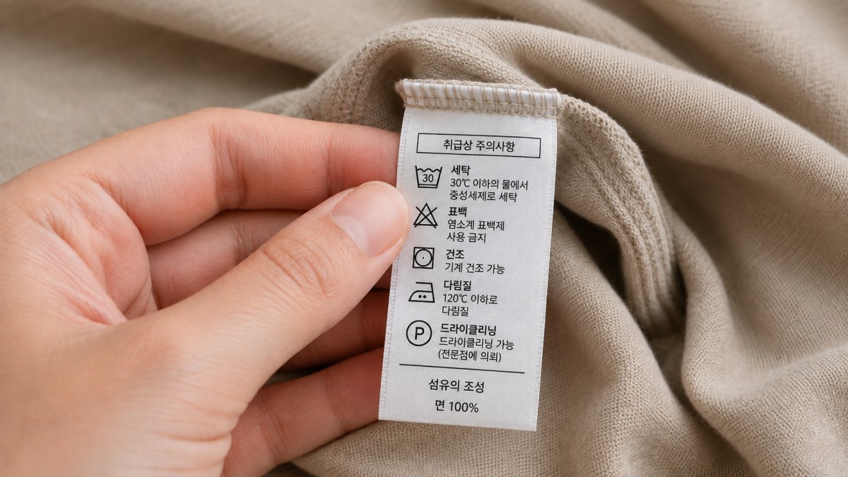 옷에 붙에 있는 세탁 라벨. 기사 이해를 돕기 위해 AI툴로 생성한 자료사진. (실제와 차이가 있을 수 있습니다.)