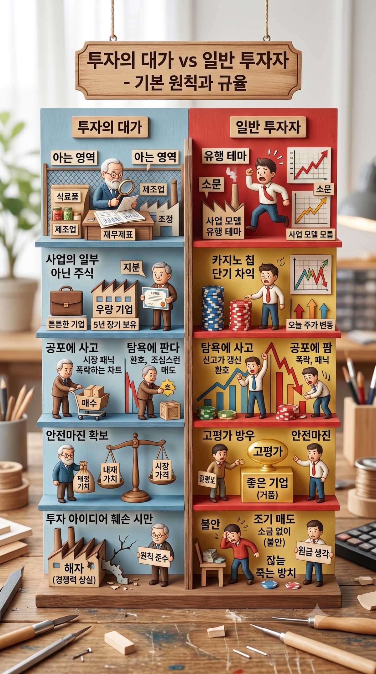기본적인 투자 원칙 5가지. 기사 내용 토대로 AI툴 활용해 제작한 자료사진.