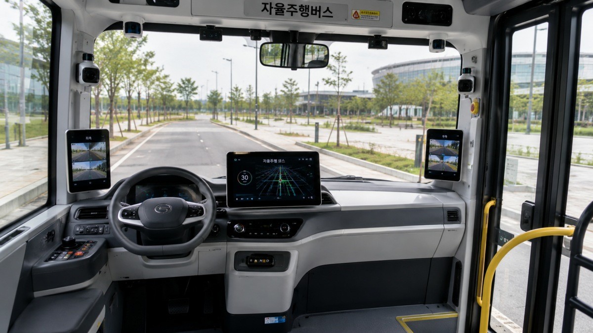 자율주행버스. 기사 이해를 돕기 위해 AI툴로 생성한 자료사진. (실제와 직접적인 연관이 없음을 밝힙니다.)