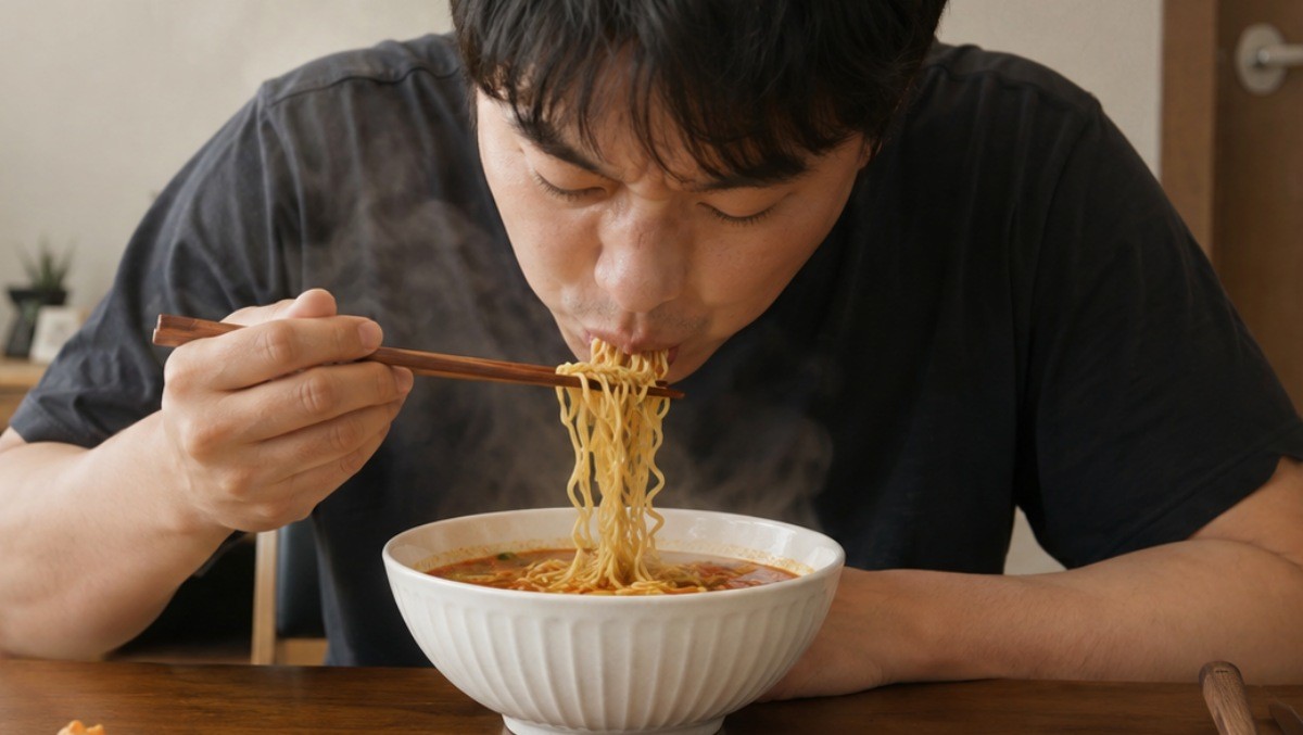 라면을 끓여 먹는 사람. 기사 내용의 이해를 돕기 위해 AI툴로 생성한 자료사진.