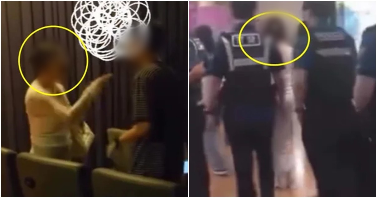 지난 19일 인천광역시에 위치한 롯데시네마 극장에서 상영 시간이 3시간에 달하는 영화 '오디세이'를 관람하던 중국인 여성 관객이 휴대전화 화면 밝기를 최대로 설정한 채 기기를 사용하고 중국어로 혼잣말을 하는 등 관람 방해 행위를 해 경찰이 출동한 모습 / 스레드, 뉴스1