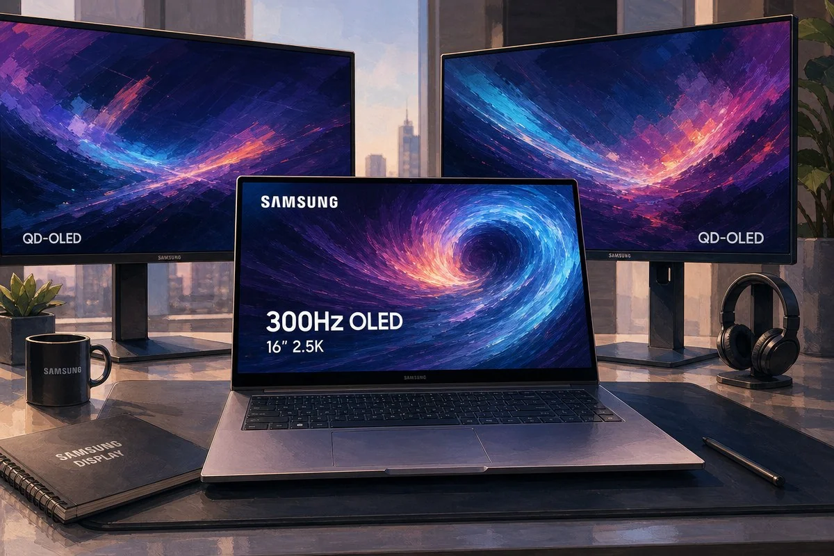 삼성디스플레이, 세계 최초 300Hz OLED 노트북 패널로 240Hz 벽 넘어섰다 / AI 생성 일러스트(삽화)