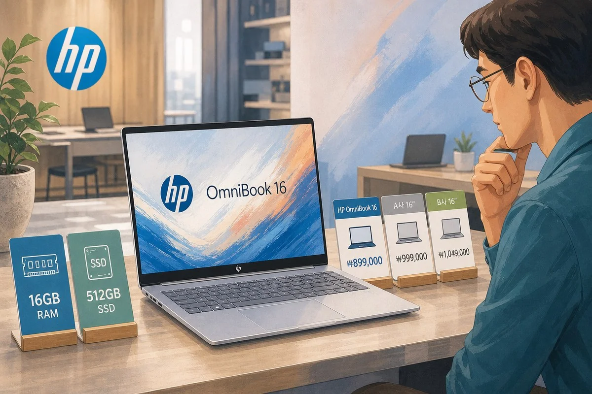 HP 옴니북3, 520달러에 16GB 램·512GB SSD 담아 램게돈 정면돌파 / AI 생성 일러스트(삽화)