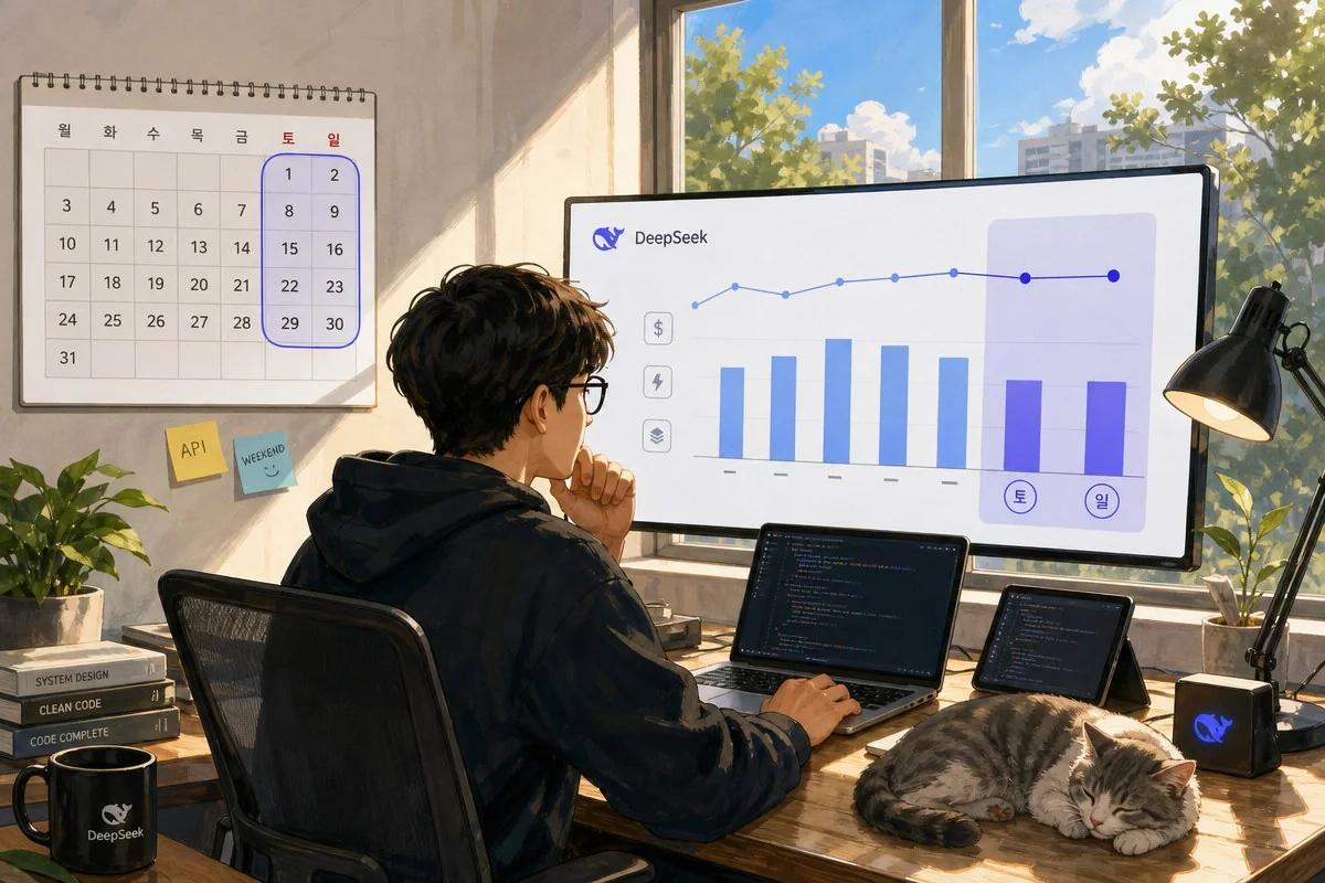 딥시크 API, 8월23일부터 주말 전체 오프피크 요금…피크 요금 최대 2배 사라진다 / AI 생성 일러스트(삽화)