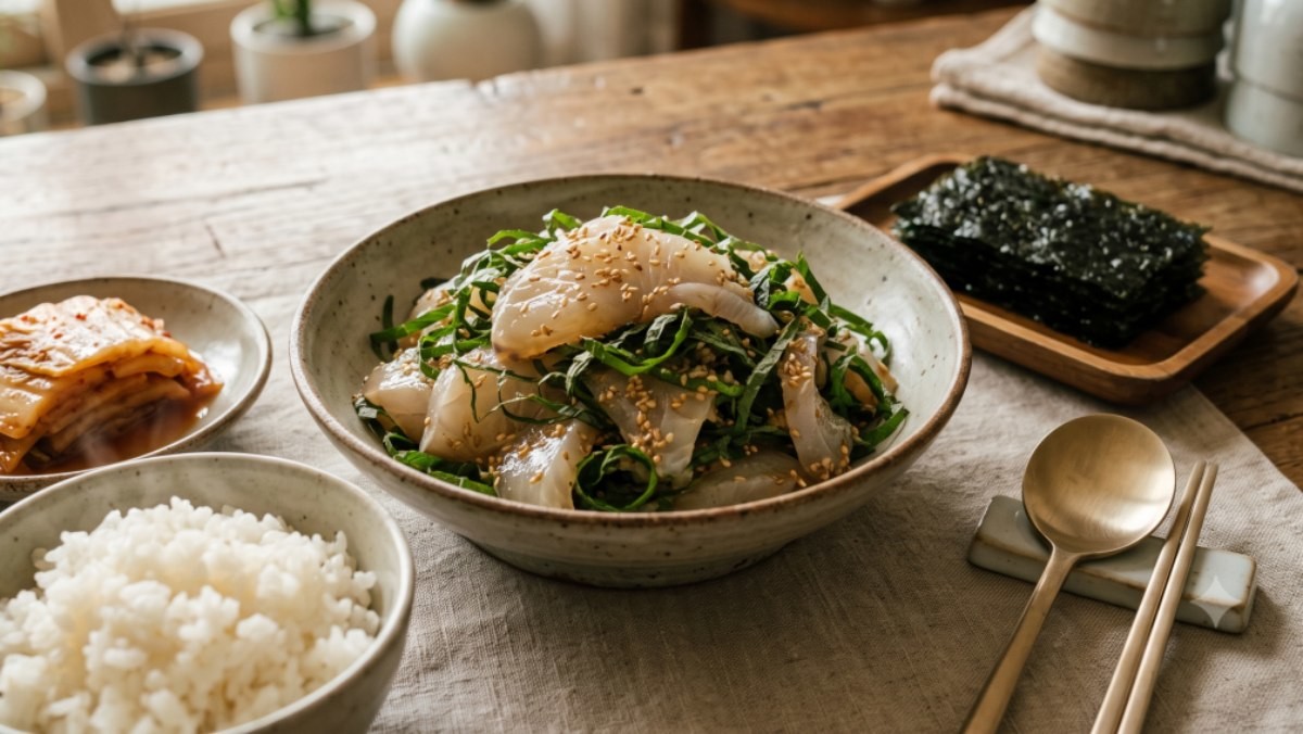 광어 깻잎 무침 (AI로 제작)