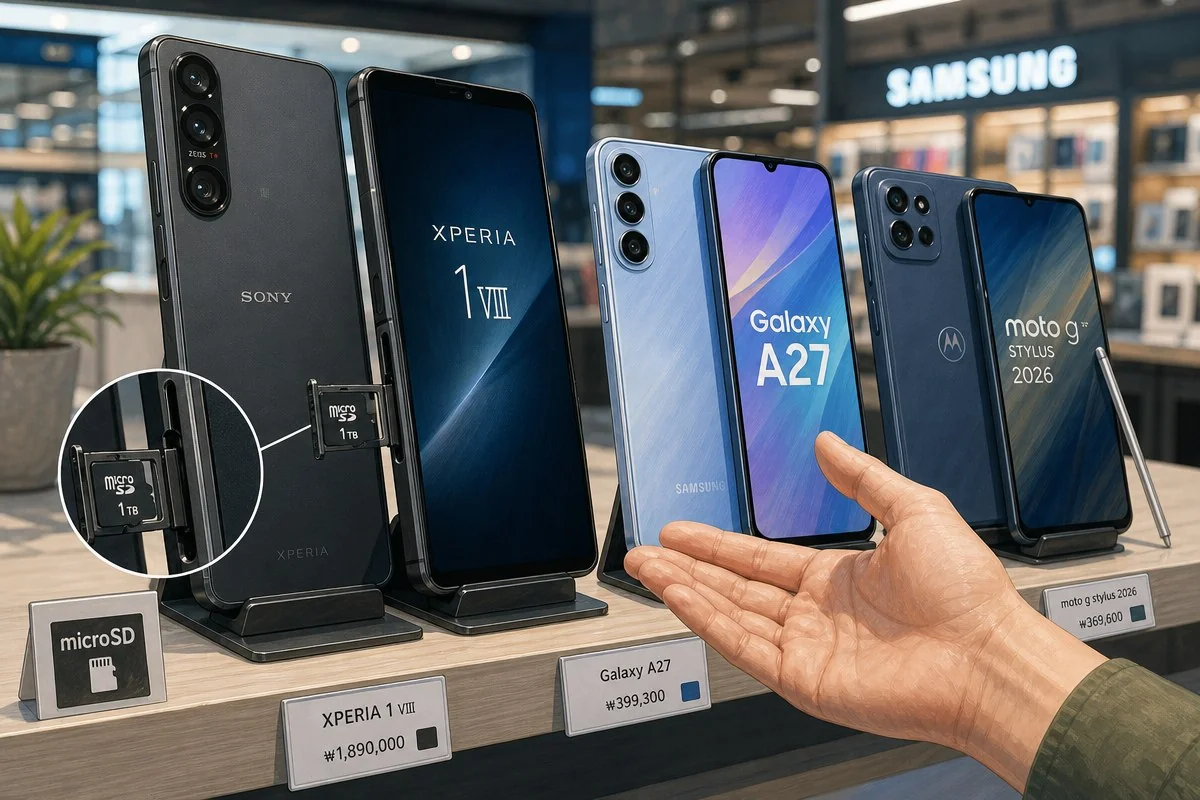 갤럭시S 2020년 끊긴 microSD, 2026년 유일 플래그십은 엑스페리아1 VIII / AI 생성 일러스트(삽화)