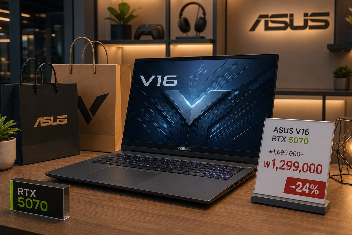 ASUS V16 노트북, RTX 5070 탑재하고도 1,349달러…역대 최저가 찍었다