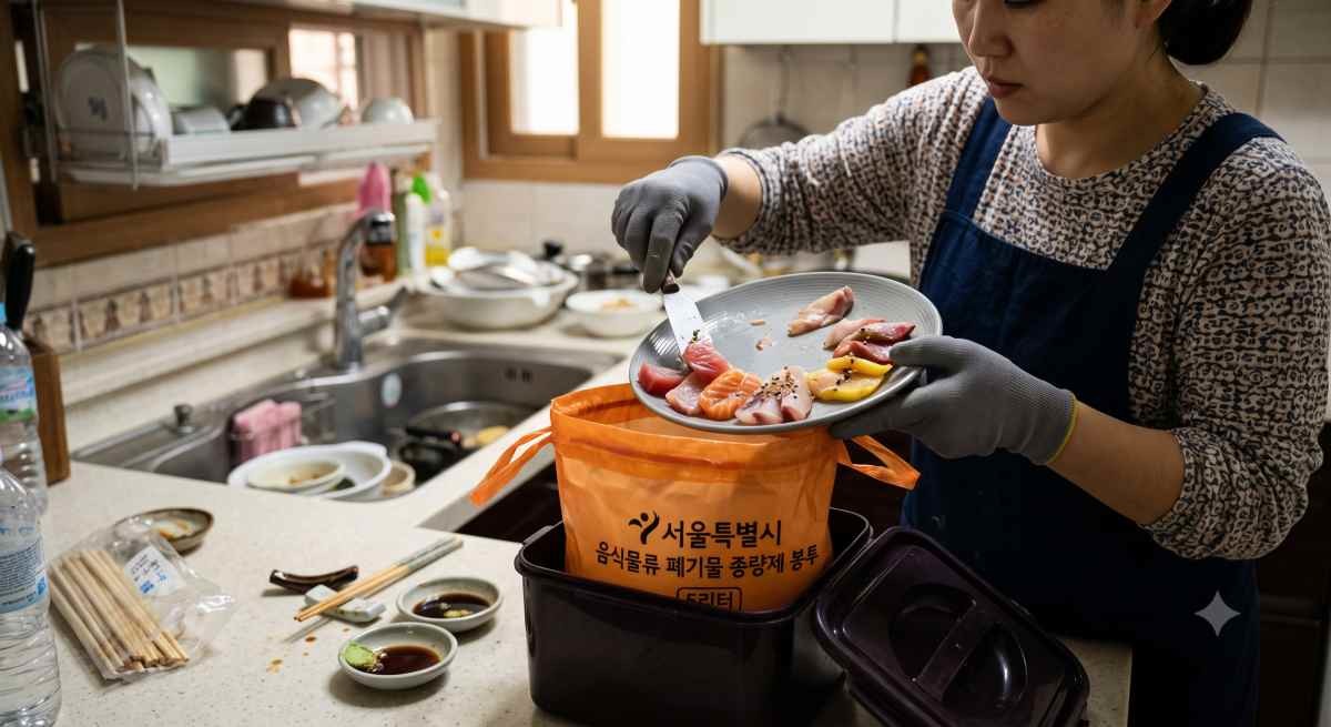 남은 회를 폐기하고 있는 모습 / AI 생성 이미지