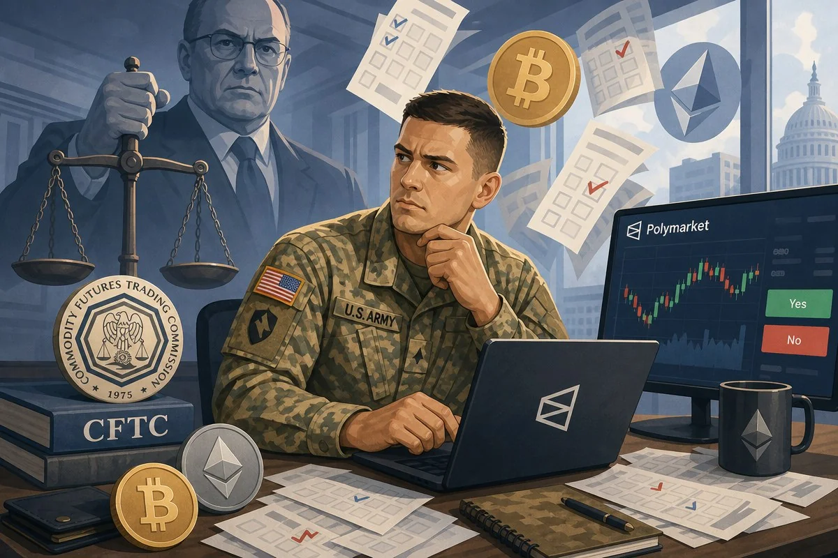 CFTC, 밴다이크 민사소송은 멈춘 채 폴리마켓 베팅 형사재판엔 “아미쿠스” 개입 / AI 생성 일러스트(삽화)