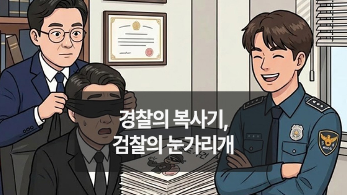 [위키만평] 경찰의 복사기, 검찰의 눈가리개