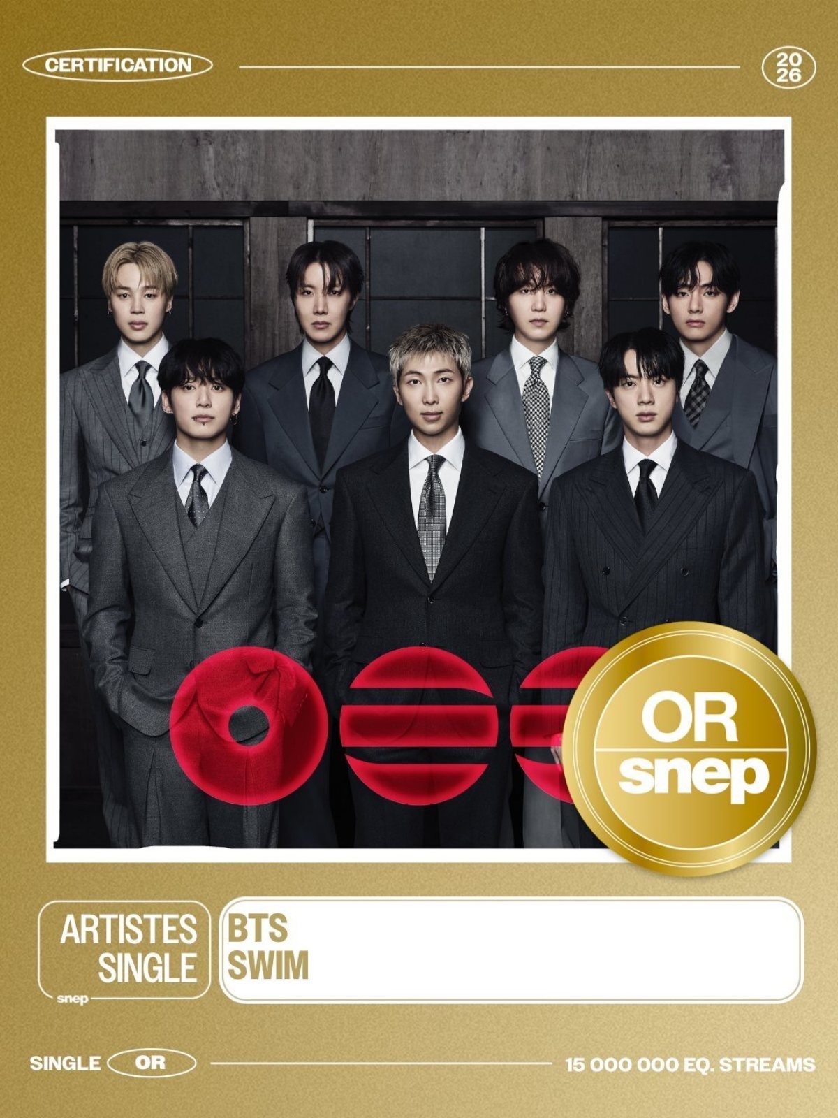 골드 인증 획득한 방탄소년단 / SNEP