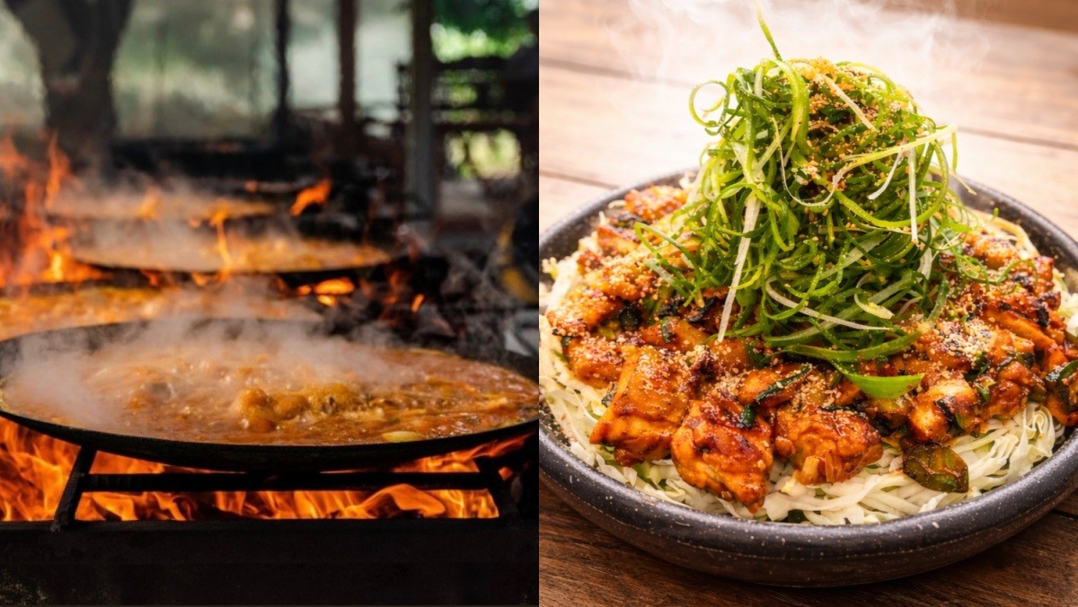 (왼쪽부터) 일산정 닭불고기 원당본점의 불향 가득한 석쇠 닭불고기, 구봉농원 솥뚜껑닭볶음탕의 매콤한 솥뚜껑 닭볶음탕. / 네이버 플레이스 업체등록사진