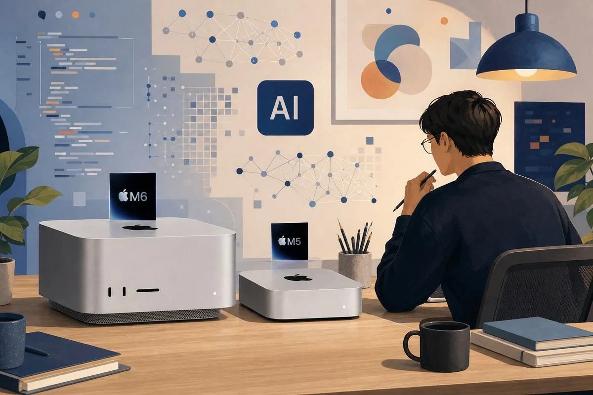 애플 맥 스튜디오, 761만원짜리 M5 울트라로 클라우드 AI 코딩까지 대체한다 / AI 생성 일러스트(삽화)