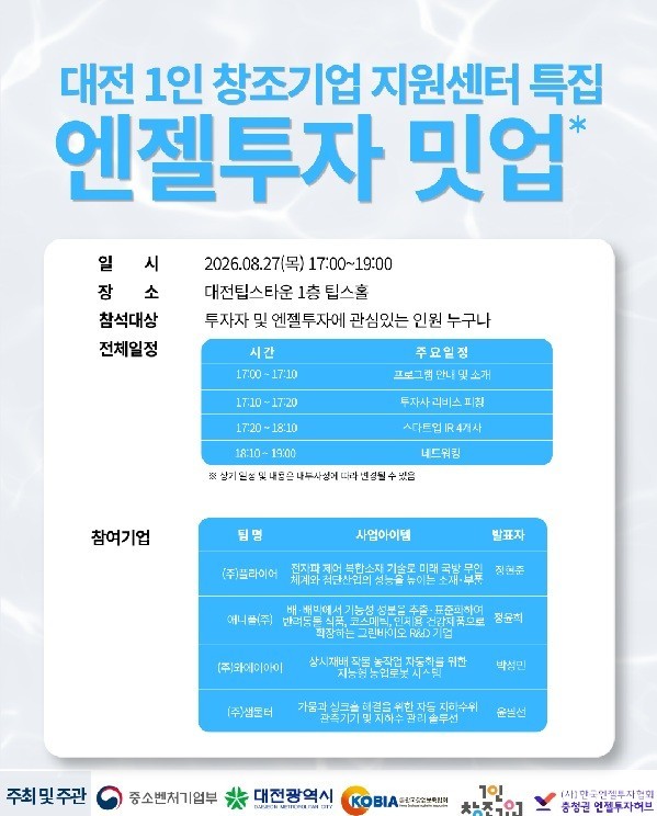 대전 1인 창조기업 4곳, 엔젤투자자 앞에 선다