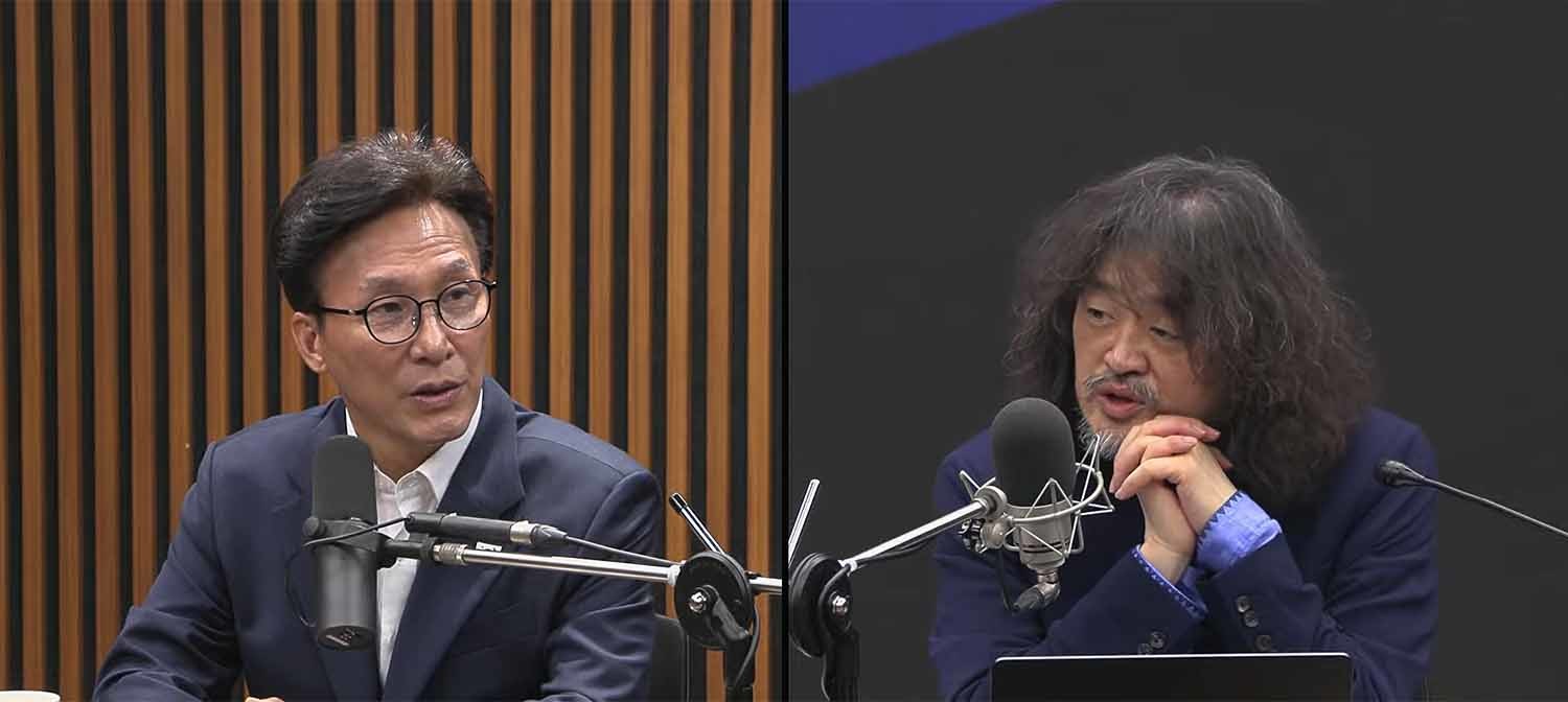 김민석(왼쪽) 더불어민주당 대표와 김어준씨. 6일 '김어준의 겸손은힘들다' 유튜브 영상을 캡처한 것이다.
