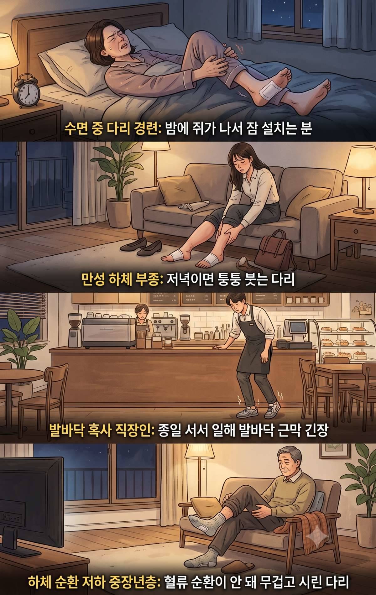 김경태 원장의 '발바닥 파스 요법'이 추천되는 사람들 유형 4가지. 기사 내용 토대로 AI툴 활용해 제작한 자료사진.