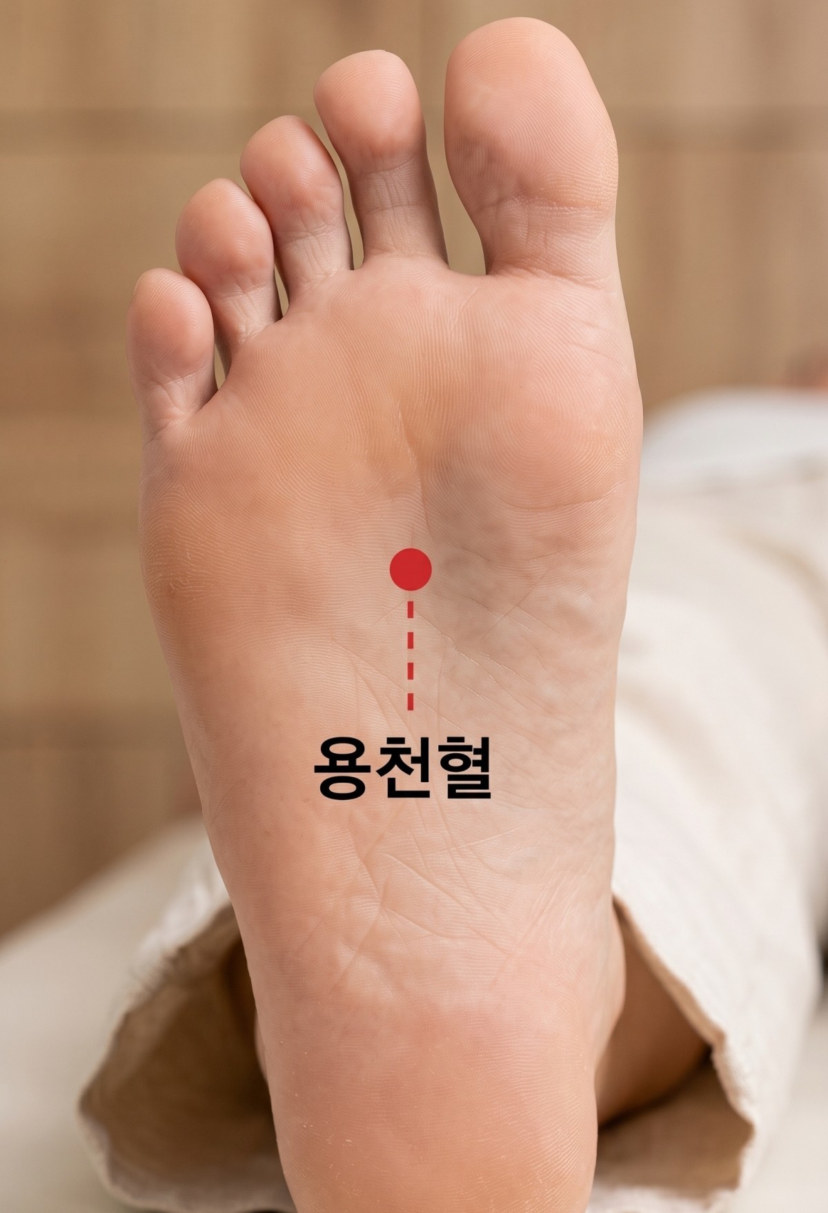 인체의 원기가 솟아오르는 유일한 발바닥 혈자리 '용천혈(湧泉穴)'. 기사 내용 토대로 AI툴 활용해 제작한 자료사진.