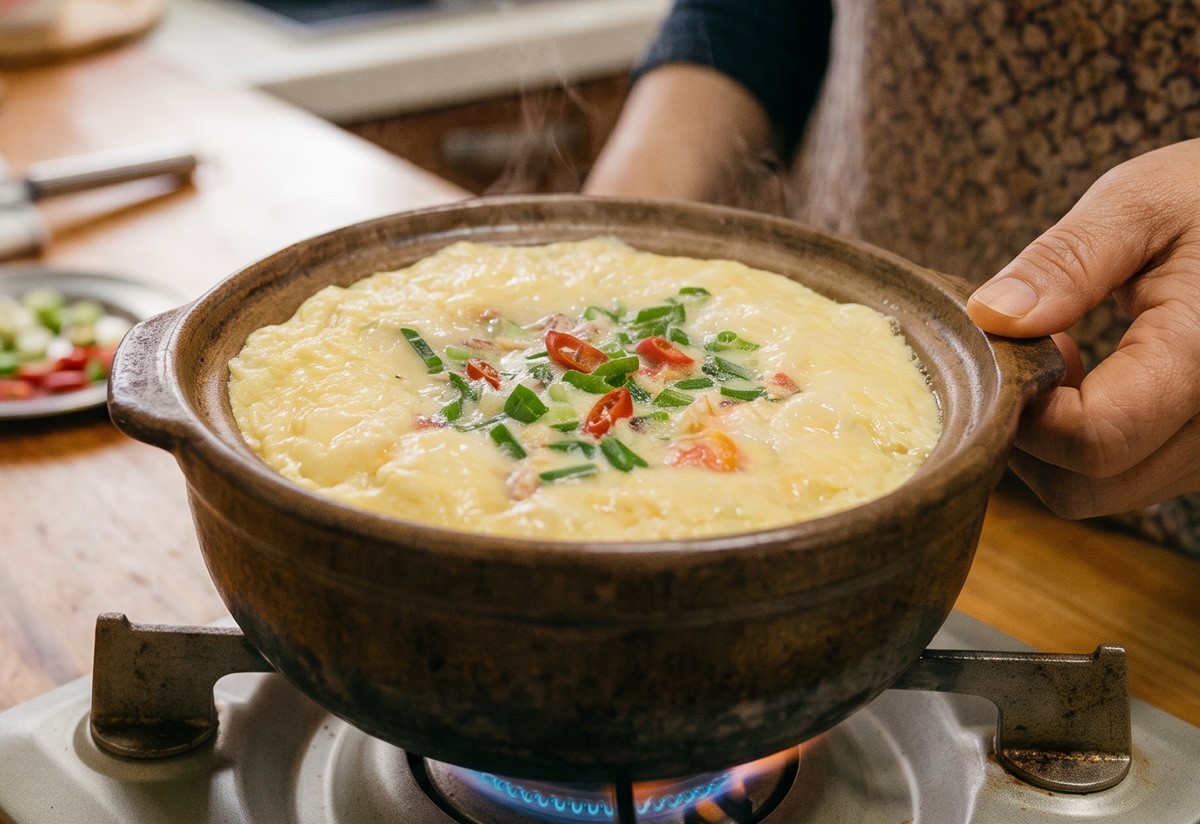 소금 대신 새우젓을 넣고 만든 계란찜 모습. 기사 이해를 돕기 위해 AI를 활용해 제작한 자료 사진. 실제 모습과 다소 차이가 있을 수 있음.