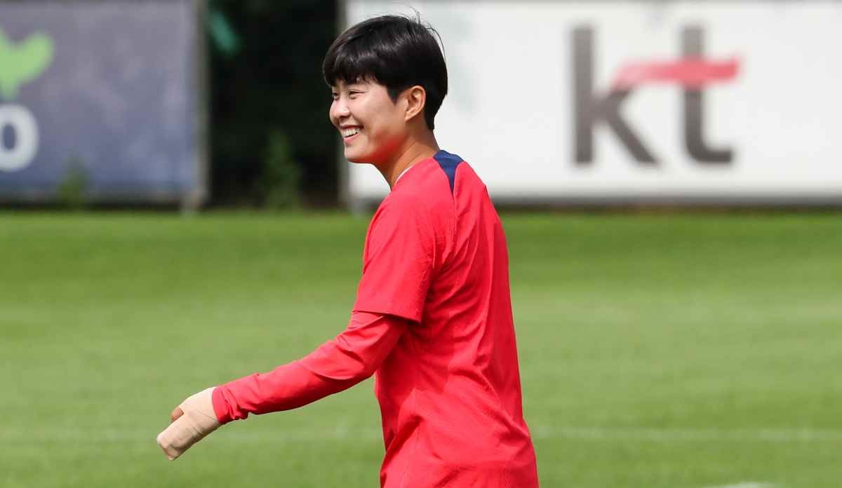 2023 국제축구연맹(FIFA) 호주·뉴질랜드 여자 월드컵에 나서는 대표팀 지소연이 2023년 경기도 파주NFC에서 훈련을 하고 있다. / 뉴스1