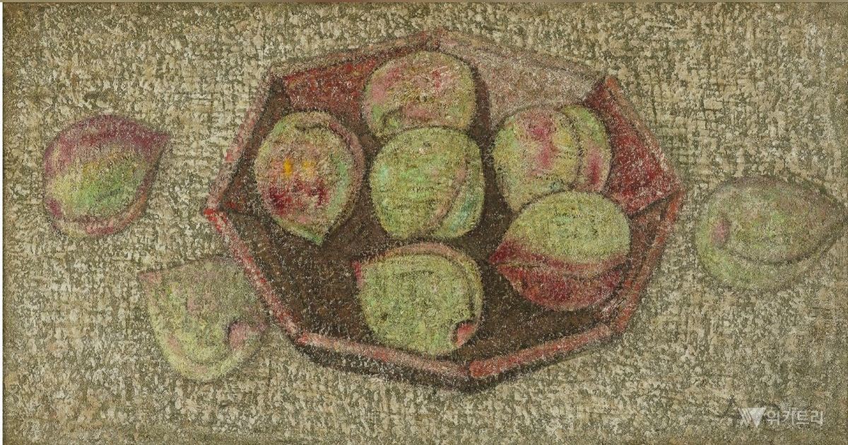 박수근, 복숭아, 1957년 경, 캔버스에 유채, 28x50cm/박수근 연구소