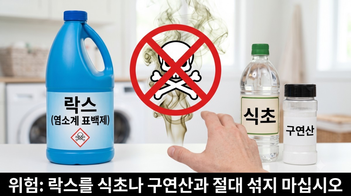 락스는 유해가스가 발생할 수 있기 때문에 단독으로 사용해야 한다. / AI 생성 이미지