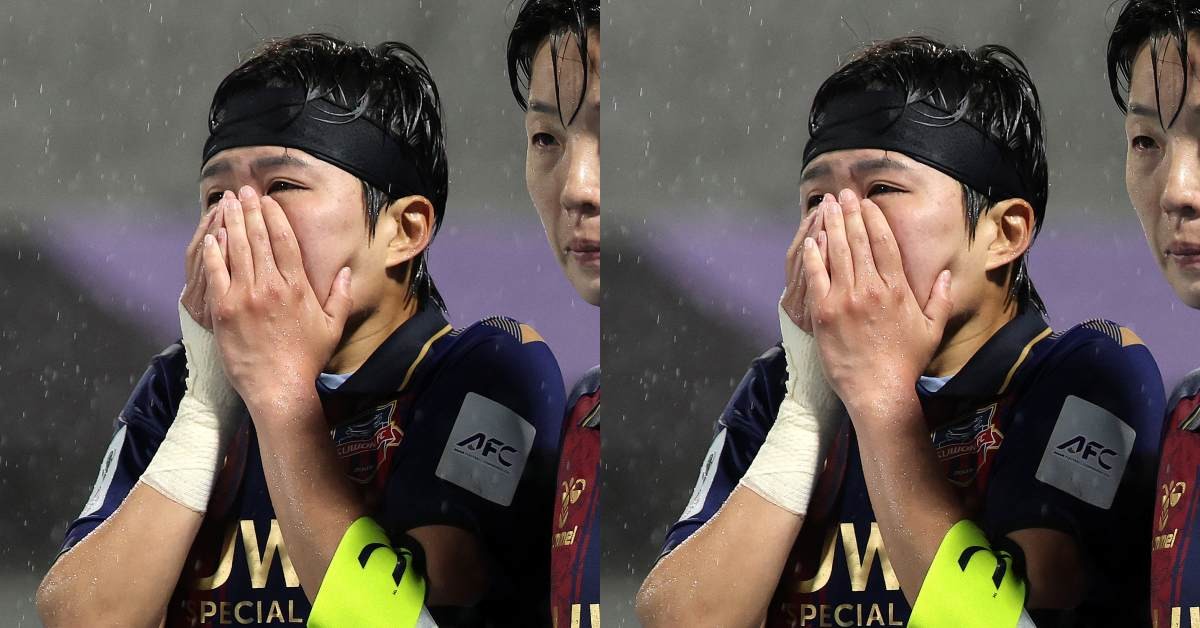 지난 5월 20일 오후 경기도 수원시 수원종합운동장에서 열린 2025-2026 아시아축구연맹(AFC) 여자 챔피언스리그(AWCL) 4강 수원FC 위민과 북한 내고향여자축구단의 경기에서 2-1로 패한 수원FC 위민 지소연이 아쉬운 눈물을 흘리고 있다.  / 뉴스1