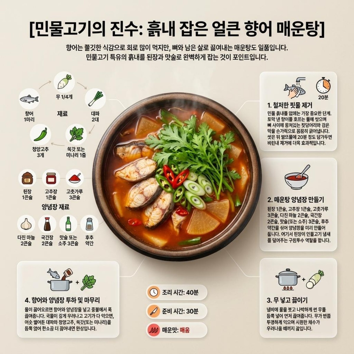 향어 매운탕 집밥 레시피. 기사 내용 토대로 AI툴 활용해 제작한 자료사진.
