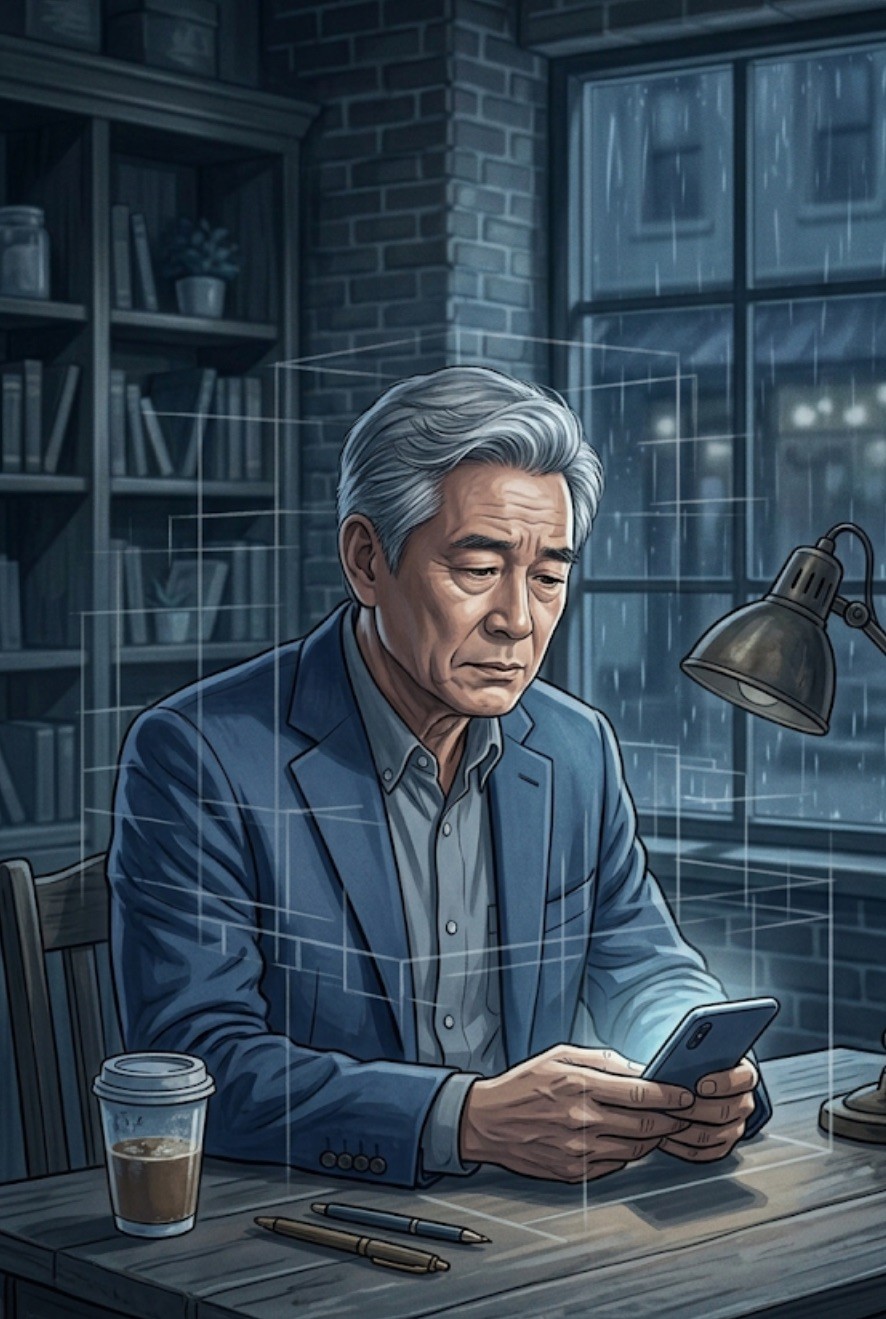 몰두하는 중년. 기사 내용 토대로 AI툴 활용해 제작한 자료사진.