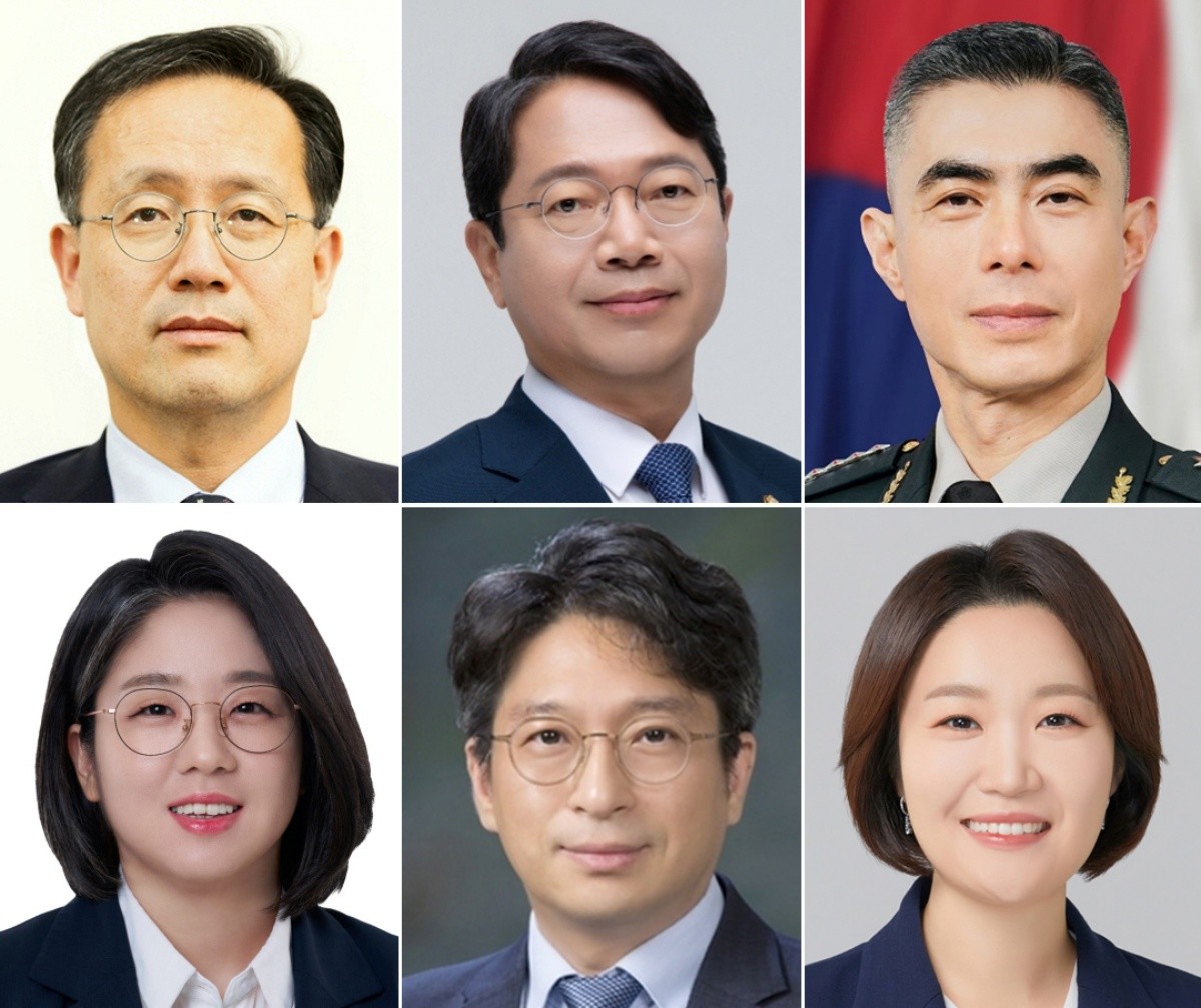 지난 8월 30일 개각을 통해 지명된 6개 부처 장관 후보자들. (왼쪽 위부터 시계방향으로) 이형일 부총리 겸 재정경제부 장관 후보자, 김승원 법무부 장관 후보자, 강신철 국방부 장관 후보자, 이소영 중소벤처기업부 장관 후보자, 홍지선 국토교통부 장관 후보자, 용혜인 성평등가족부 장관 후보자. / 뉴스1