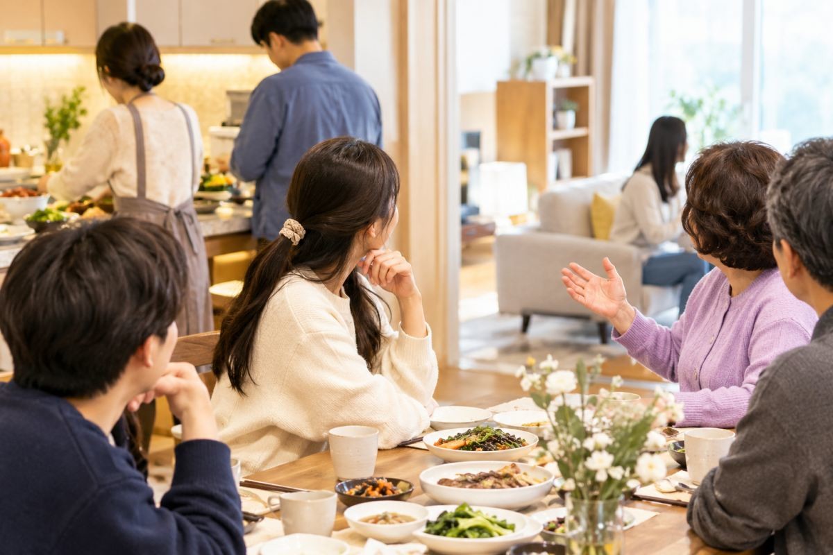 명절 가족 모임 / 기사 내용을 바탕으로 제작한 AI 이미지