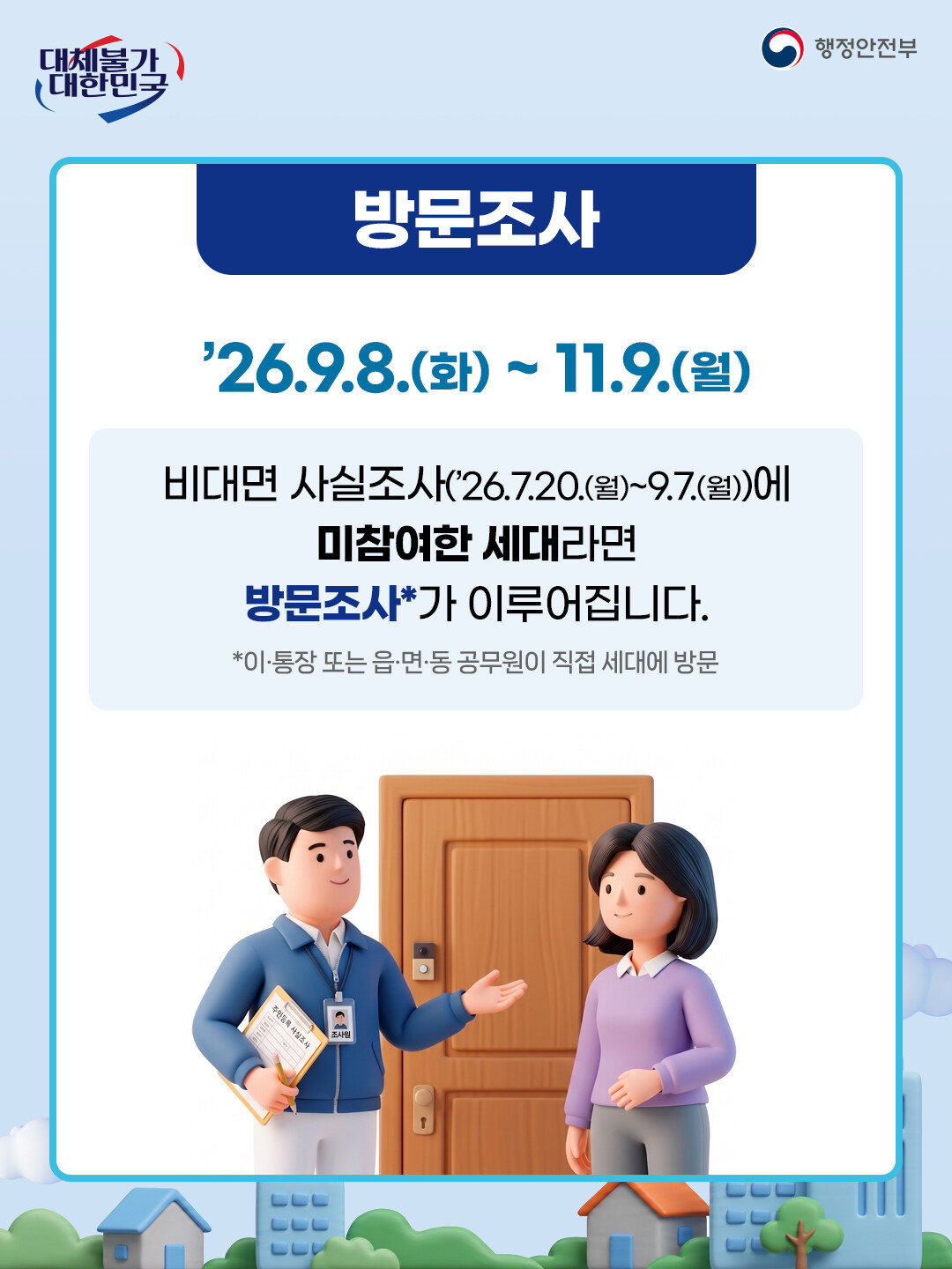 2026년 주민등록 사실조사 방문 조사 안내 / 행정안전부 제공