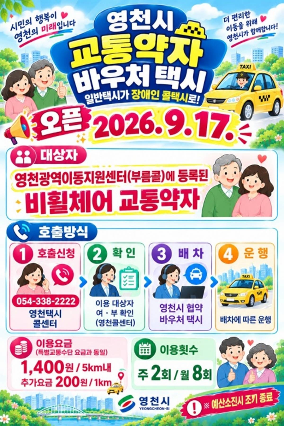 영천시 교통약자 바우처택시 이용 안내 홍보물. / 영천시