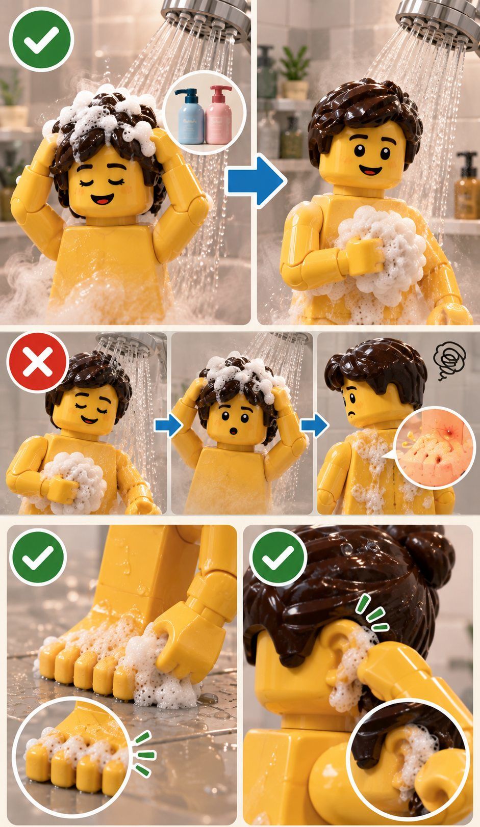 AI툴을 바탕으로 표현한 샤워하는 가상의 모습 자료 이미지. 씻을 때는 머리를 먼저 감고 몸을 씻어야 피부 트러블을 줄일 수 있다. 또한 발가락과 귀 뒷편 등을 꼼꼼하게 씻어야 한다.