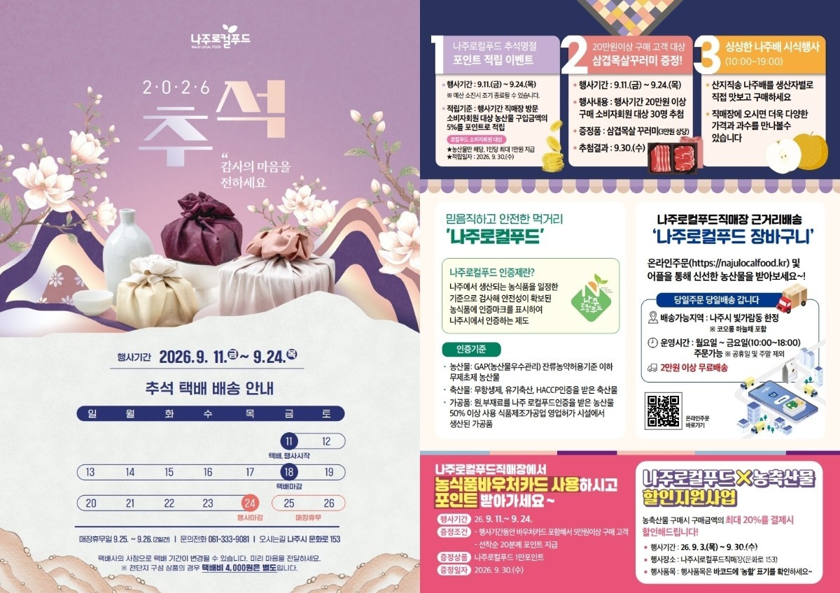 나주 추석 선물, 지역 농축산물로 알차게 준비하세요