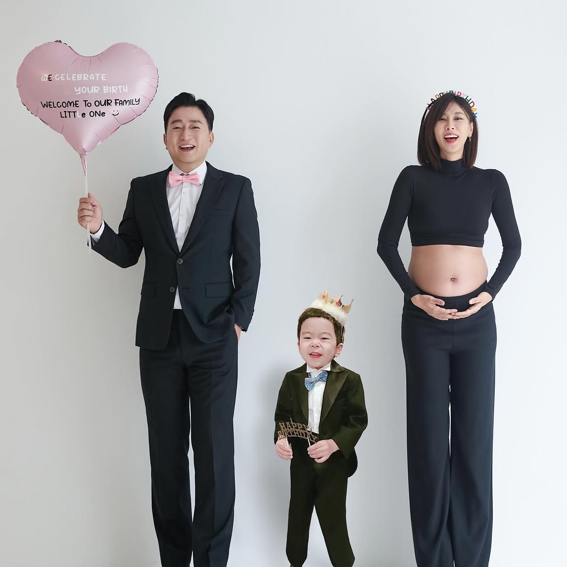 둘째 딸 임신 당시의 성현주 부부와 아들(합성 사진). / 성현주 인스타그램