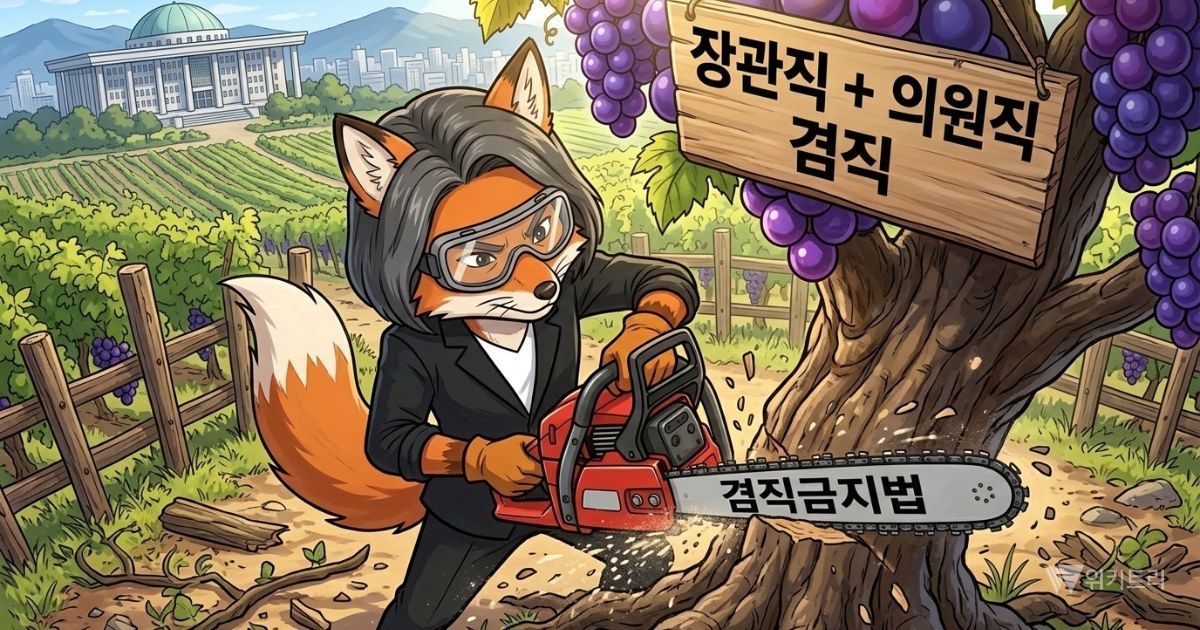 [위키만평] "못 먹으니 신포도?" 겸직금지법 급발진
