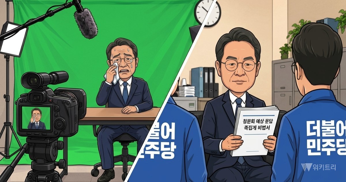 [위키만평] 청문회 눈물쇼 카메라 뒤의 진실