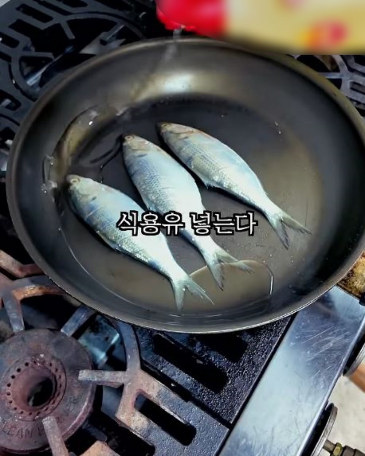 식용유와 함께 구워질 전어. / 유튜브 '수부해TV subuhae'
