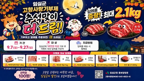 임실군, 고향사랑기부제 인기답례품…한우한돈 더 드려요