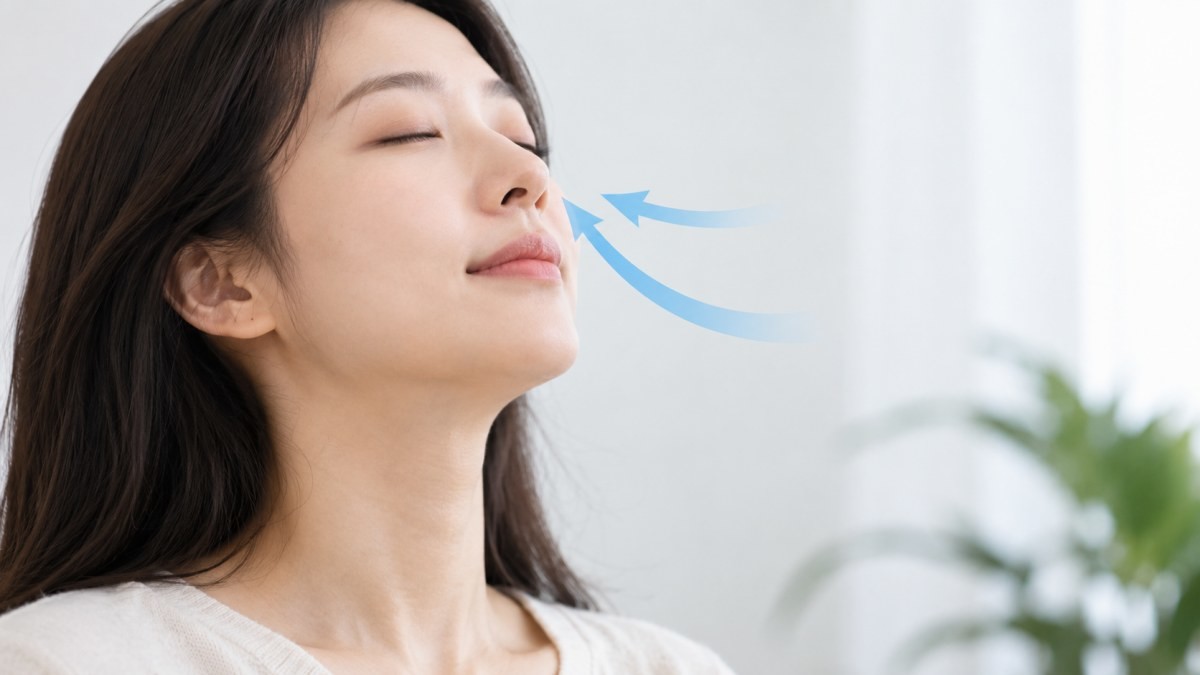 입 벌리지 않고 코로 호흡하는 사람. 기사 이해를 돕기 위해 AI툴로 생성한 자료사진.