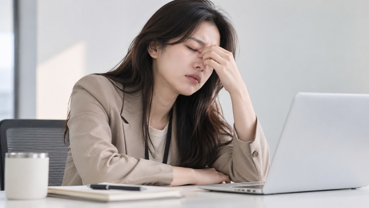 가을 환절기에 컨디션이 떨어진 사람. 기사 이해를 돕기 위해 AI툴로 생성한 자료사진.